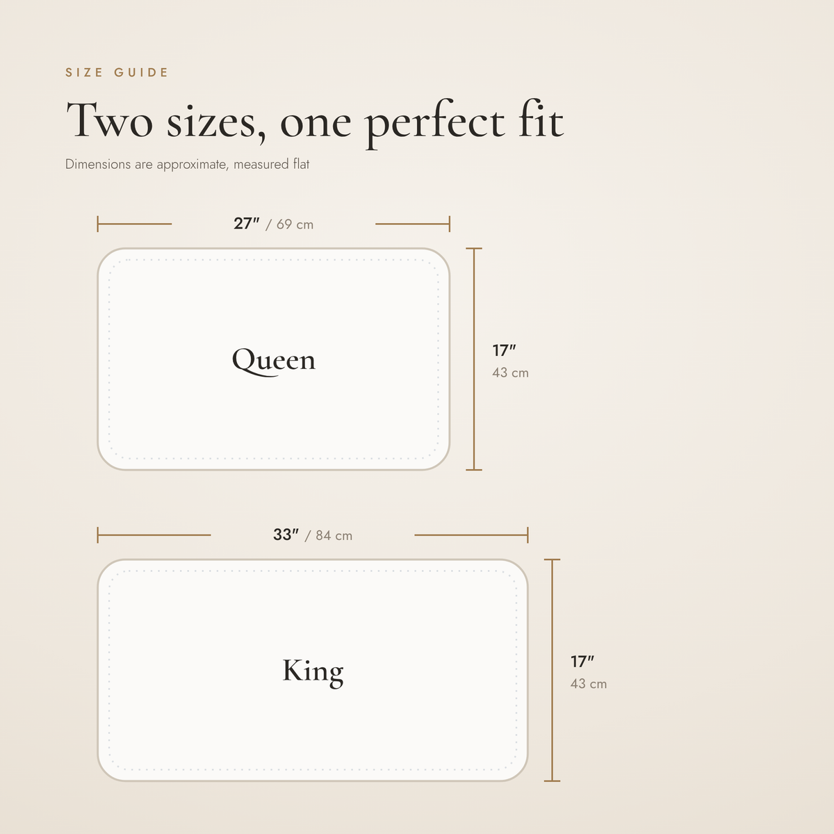 Pillow size guide: Queen 17 x 27 in (43 x 69 cm), King 17 x 33 in (43 x 84 cm)