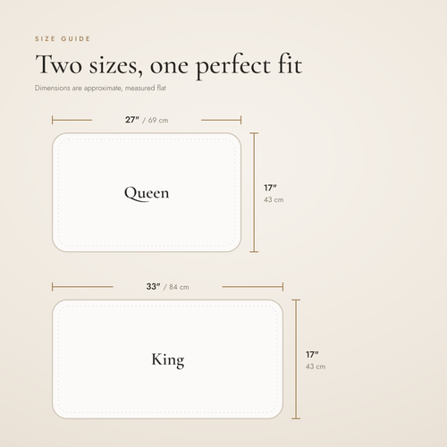 Pillow size guide: Queen 17 x 27 in (43 x 69 cm), King 17 x 33 in (43 x 84 cm)